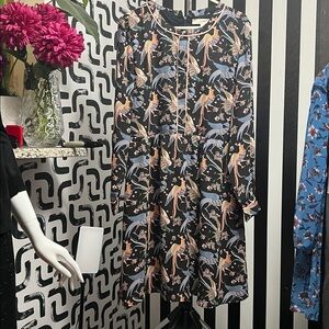 #28 and tell her loft multicolored peacock, long sleeve midi dress